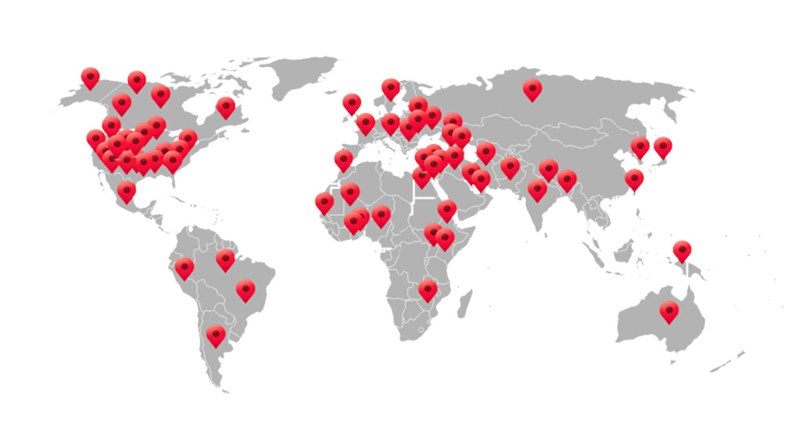World Map illustrating MY HERO's global reach