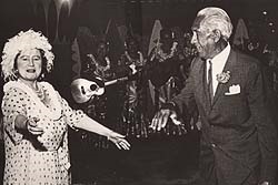 Duke Kahanamoku and the Queen Mother of England Dance the Hula