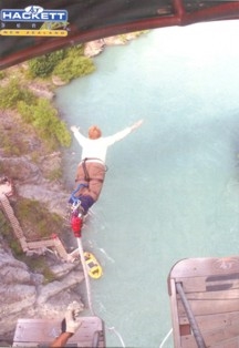 My gramma bungee jumping in New Zealand