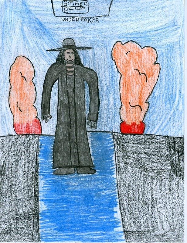 The Undertaker entering the ring. (I drew the picture.)