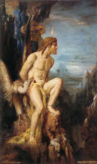 Prometheus chained to the ancient mountain. (http://www.illusionsgallery.com/Prometheus-L.jpg)