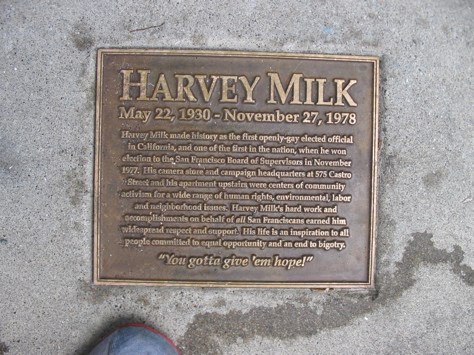 A memorial to Harvey Milk. (http://www.sanfranciscosentinel.com/?p=2251)
