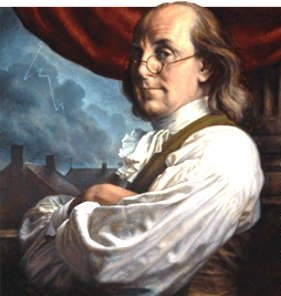 Ben Franklin  (http://3.bp.blogspot.com/_bAIZPjDtT_Q/SS7VXyRfhaI/AAAAAAAABYs/R6g8egHq53A/s320/Benjamin+Franklin+and+lightning.jpg)