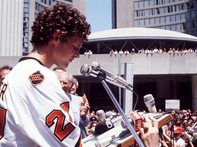 Terry Fox speaking in Tronto