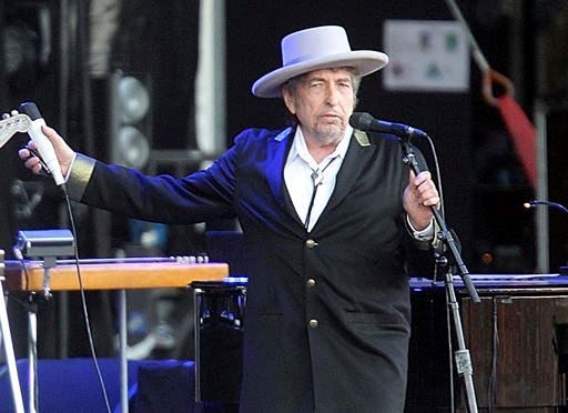 This July 22, 2012, file photo shows U.S. singer-songwriter Bob Dylan performing onstage at 