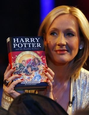 Joanne Kathleen Rowling with Book
