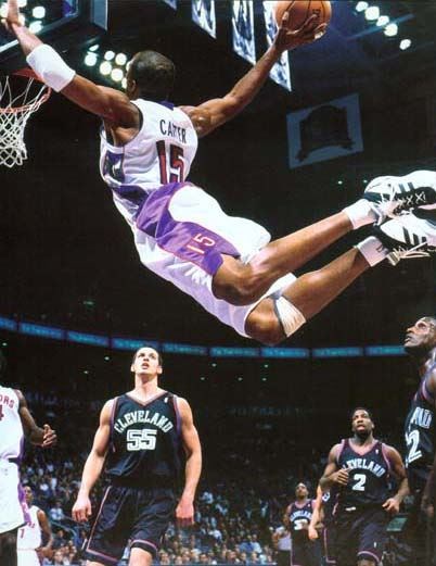 Vince Carter is known for his high flying dunks. 