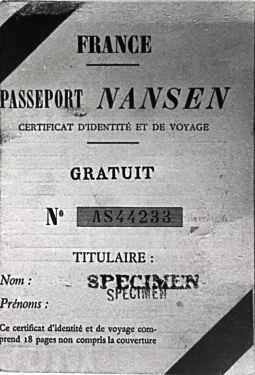 The Nansen Passport:<br> from http://www.nb.no/baser/nansen/english.html<p>