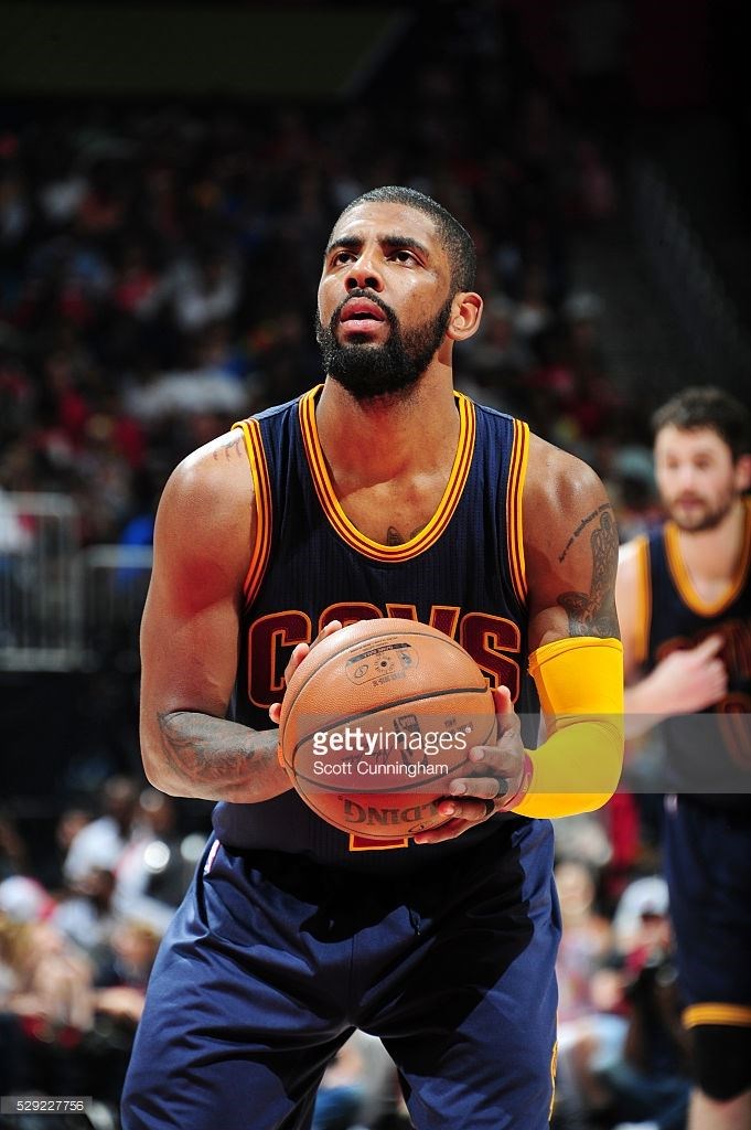 Kyrie is lining up for a shot  (http://www.gettyimages.com/detail/news-photo/kyrie (Scott Cuningham))