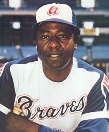 Portrait of Hank Aaron in Braves uniform.