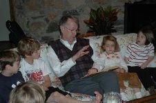 Granddad telling a story to me and my cousins