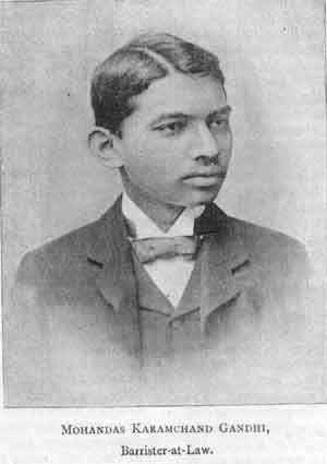 Gandhi in London, at the age of 18, working as a Barrister<br>(http://thinkorthwim.com/wp-content/uploads/2007/01/gandhi-1891.jpg)