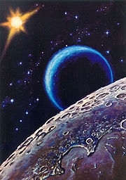 Leonov's painting, Near the Moon (1967) (http://en.wikipedia.org/wiki/Aleksei_Leonov)