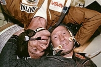 Aleksei Leonov (right) with astronaut Donald K. 
