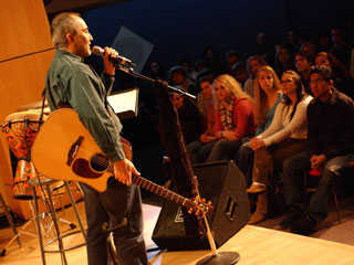 Raffi performs at Berklee College of Music (by Phil Farnsworth, courtesy of Troubadour Music, Inc.)