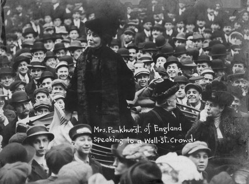 <a href=http://images.google.com/imgres?imgurl=http://www.brynmawr.edu/library/exhibits/suffrage/Pankhurst>Emmeline speaking to a crowd </a>