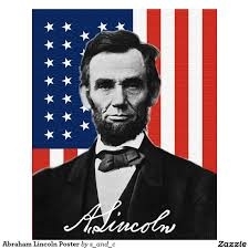 Abraham Lincoln in front of American flag ((en.wikipedia.org))