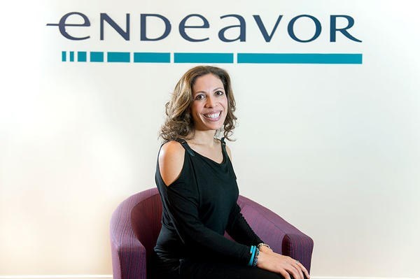 Endeavor Global, cofounded by Linda Rottenberg (here at the nonprofit’s headquarters in New York), helps entrepreneurs in emerging markets.  <P>Ann Hermes/Staff